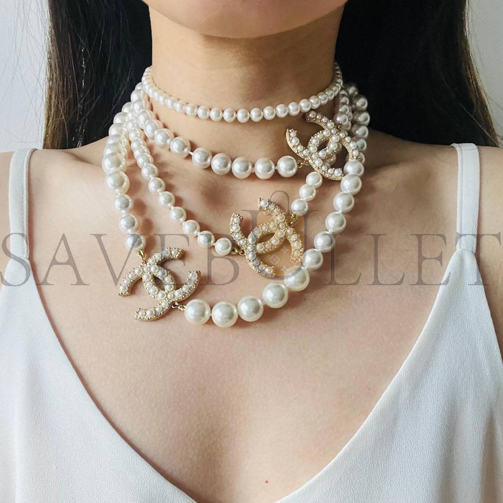 CHANEL VINTAGE EXTRA LONG PEARLS TRIO CC LOGO COCO STRANDS VERSATILE NECKLACE 3427223210282